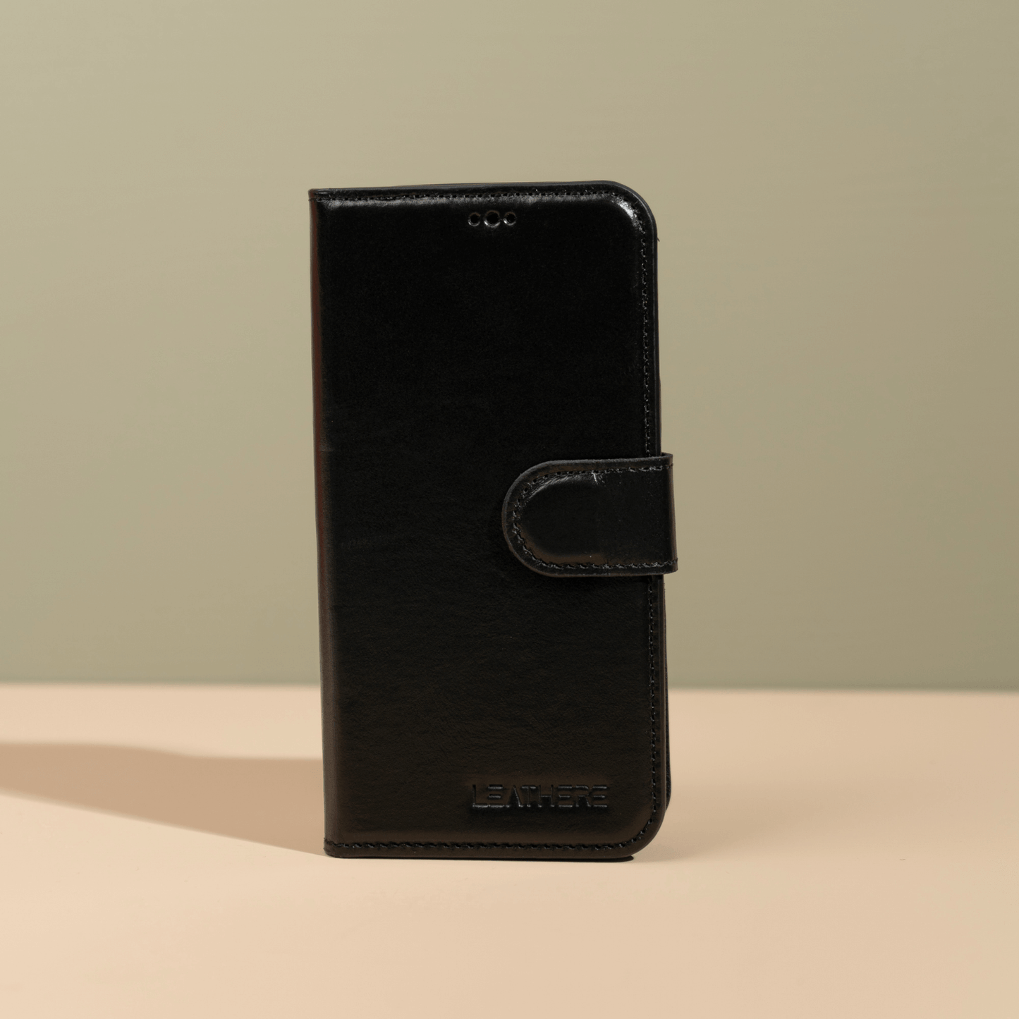 iPhone 16 Series Black Leather Wallet Case - New York