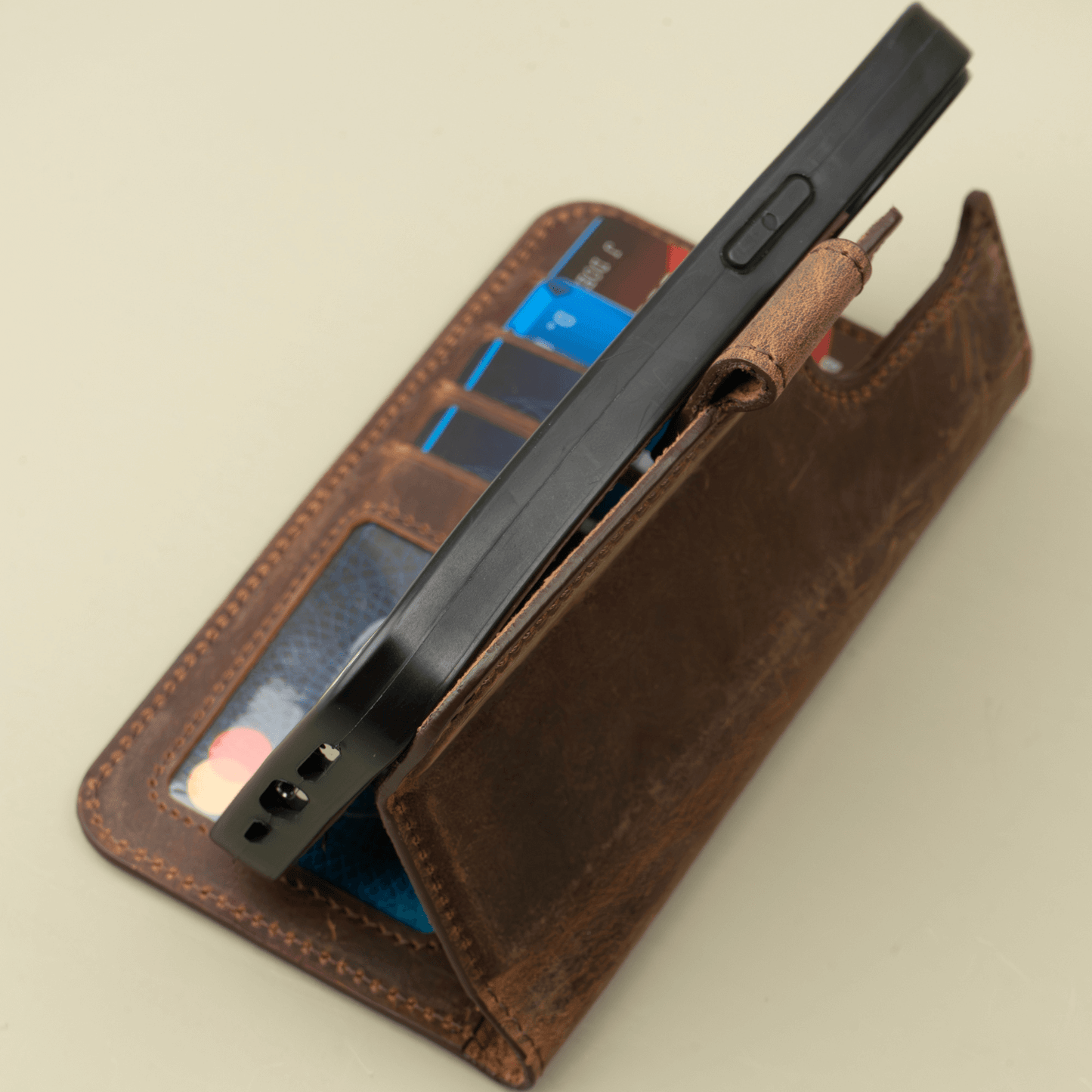 iPhone 16 Series Dark Brown Wallet Case - New York