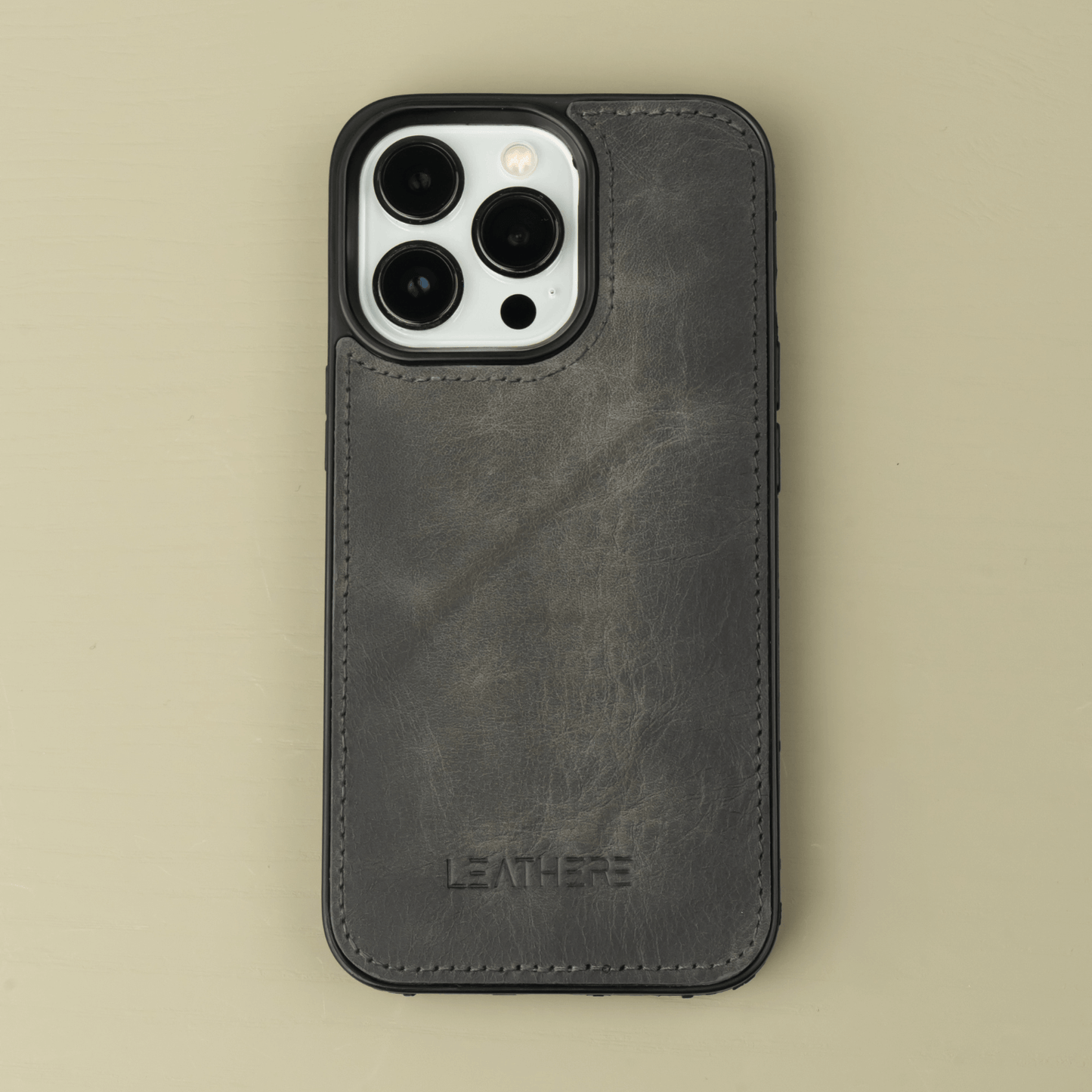 iPhone 16 Series Grey Leather Wallet Case - New York
