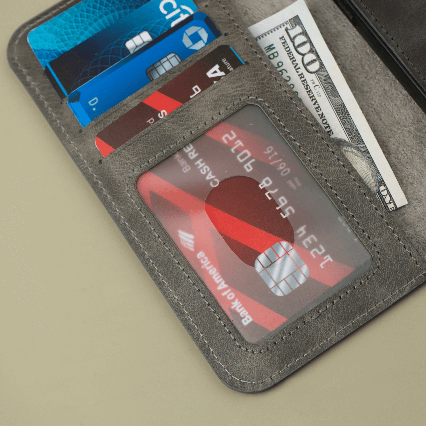 iPhone 16 Series Grey Leather Wallet Case - New York