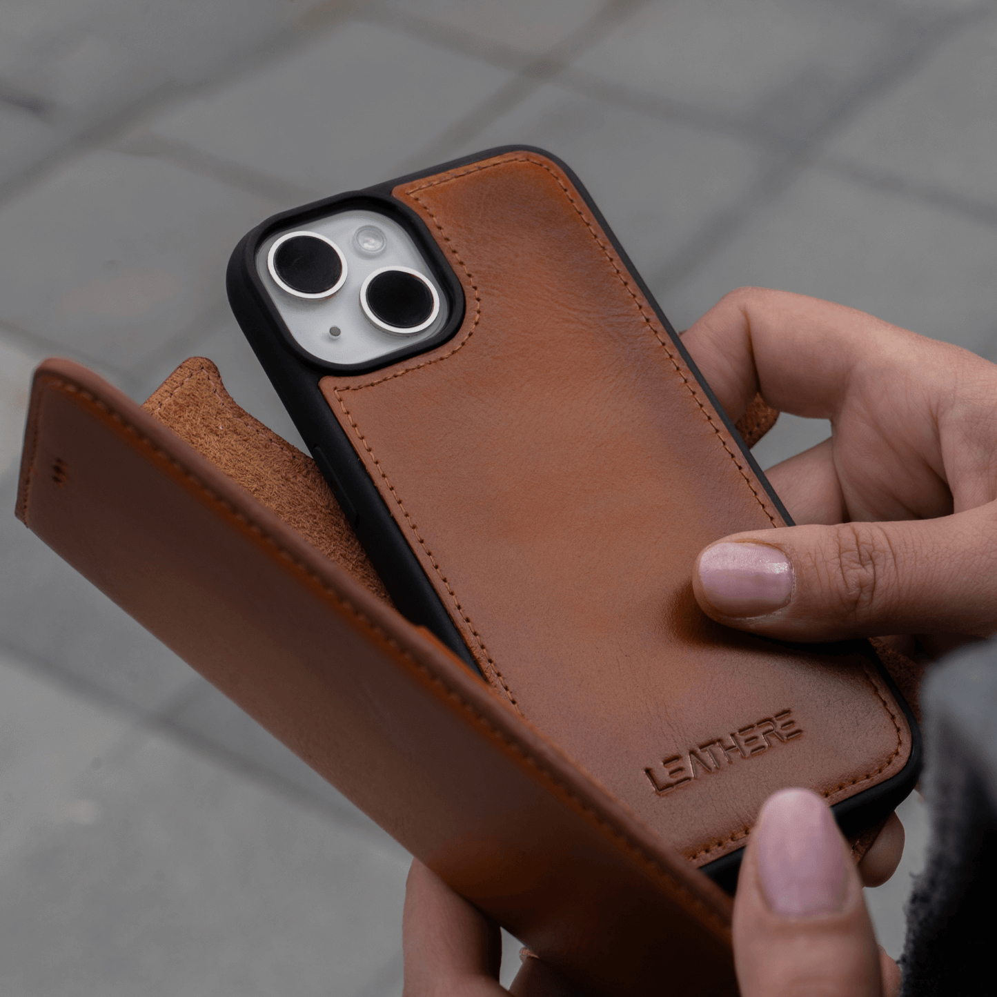 iPhone 16 Series Black Leather Wallet Case - New York