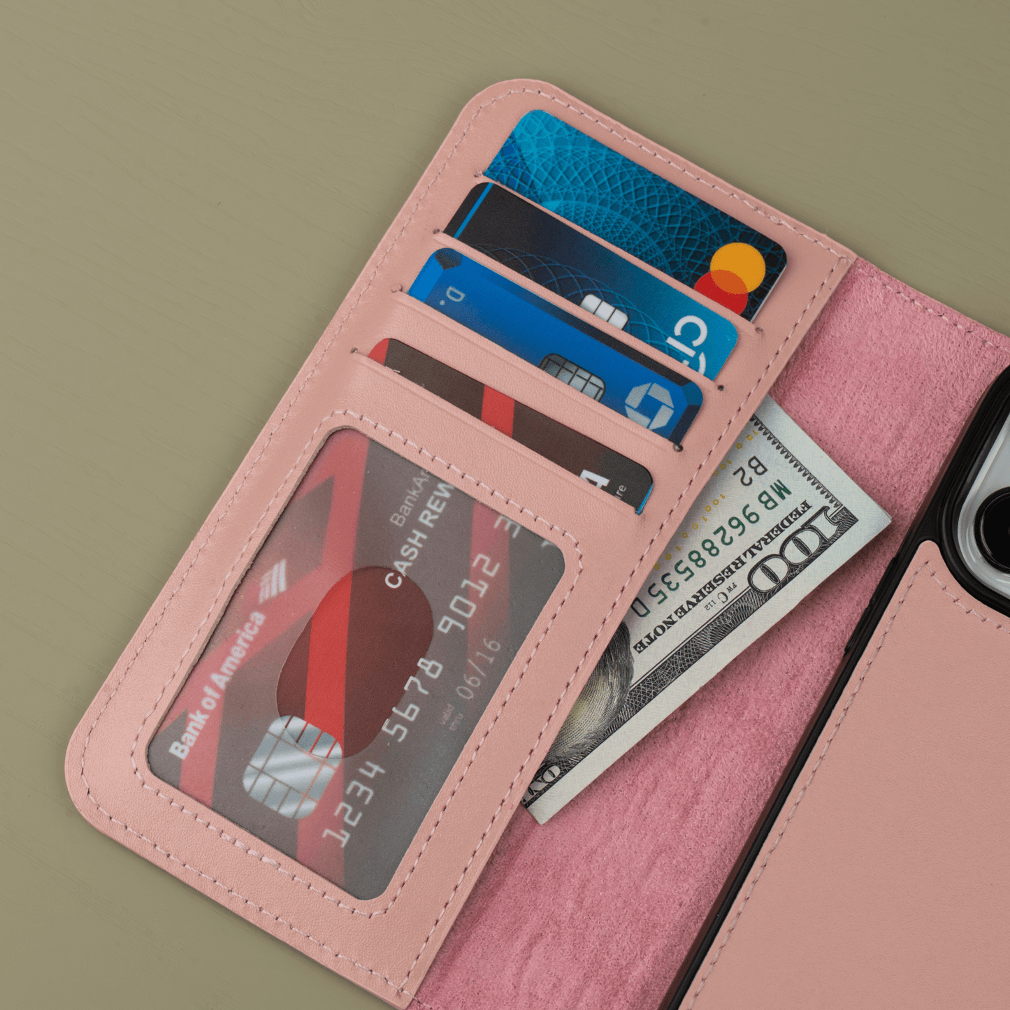 iPhone 16 Series Pink Leather Wallet Case - New York