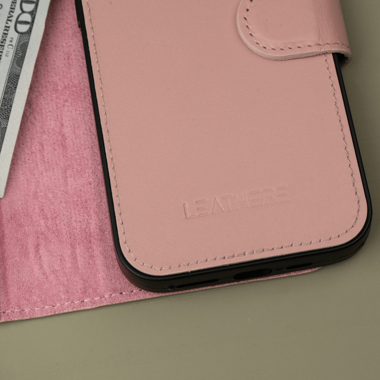 iPhone 16 Series Pink Leather Wallet Case - New York
