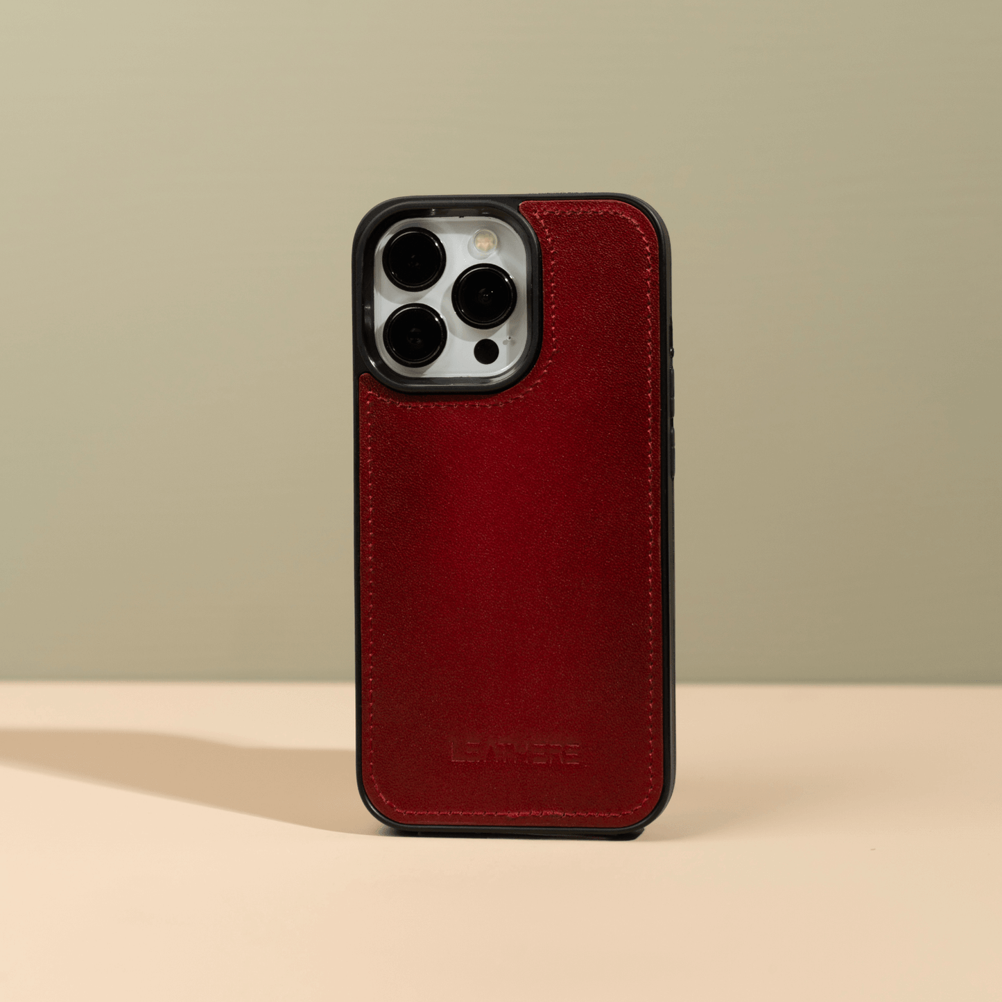 iPhone 16 Series Red Leather Wallet Case - New York