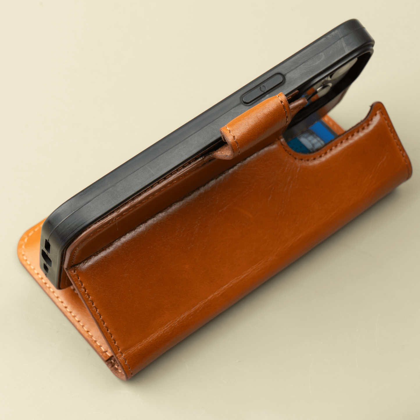 iPhone 16 Series Rustic Brown Leather Wallet Case - New York