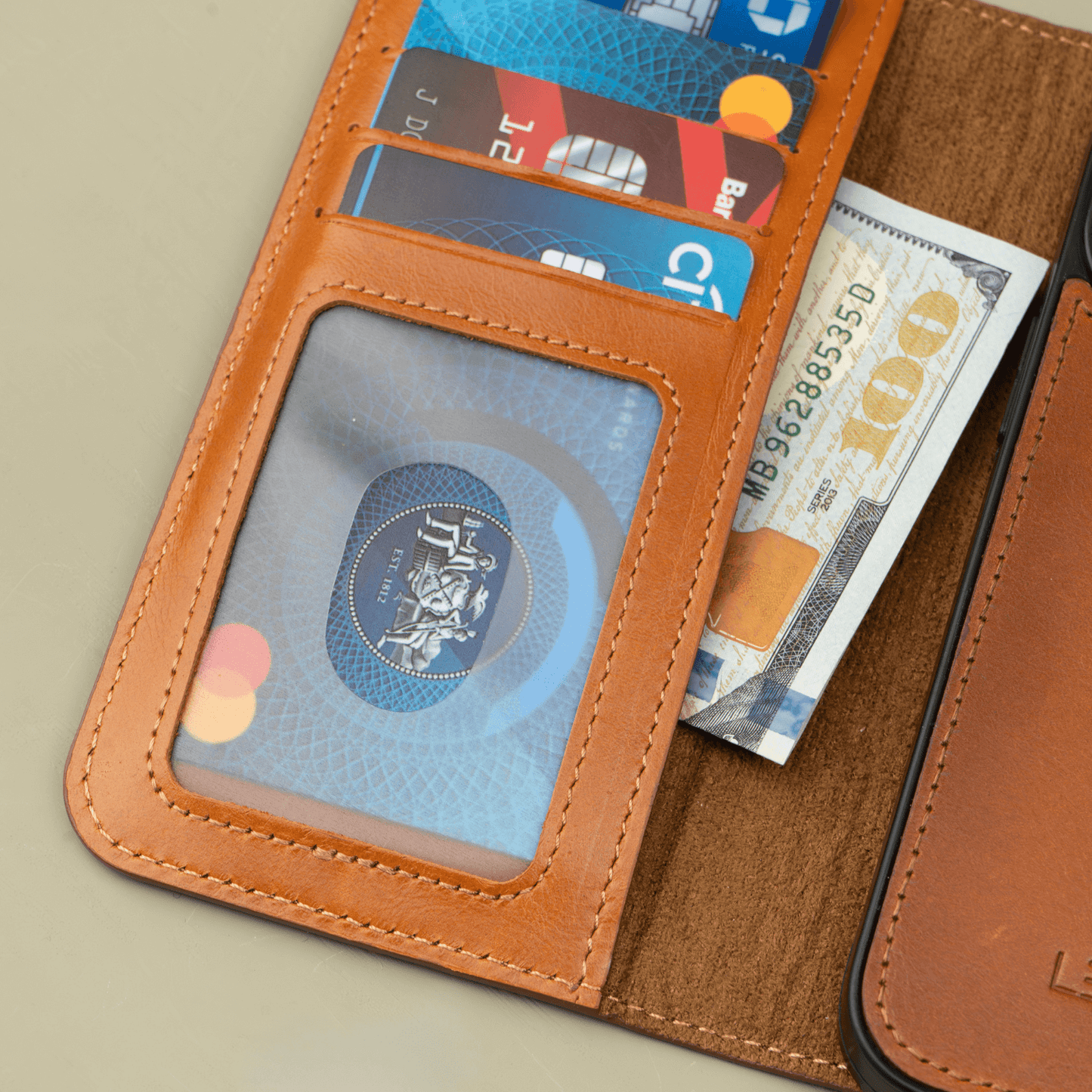 iPhone 16 Series Rustic Brown Leather Wallet Case - New York