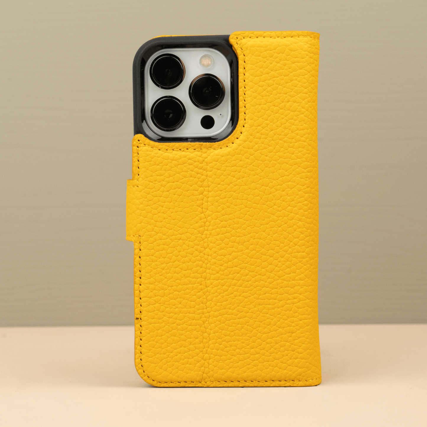 iPhone 16 Series Yellow Leather Wallet Case - New York
