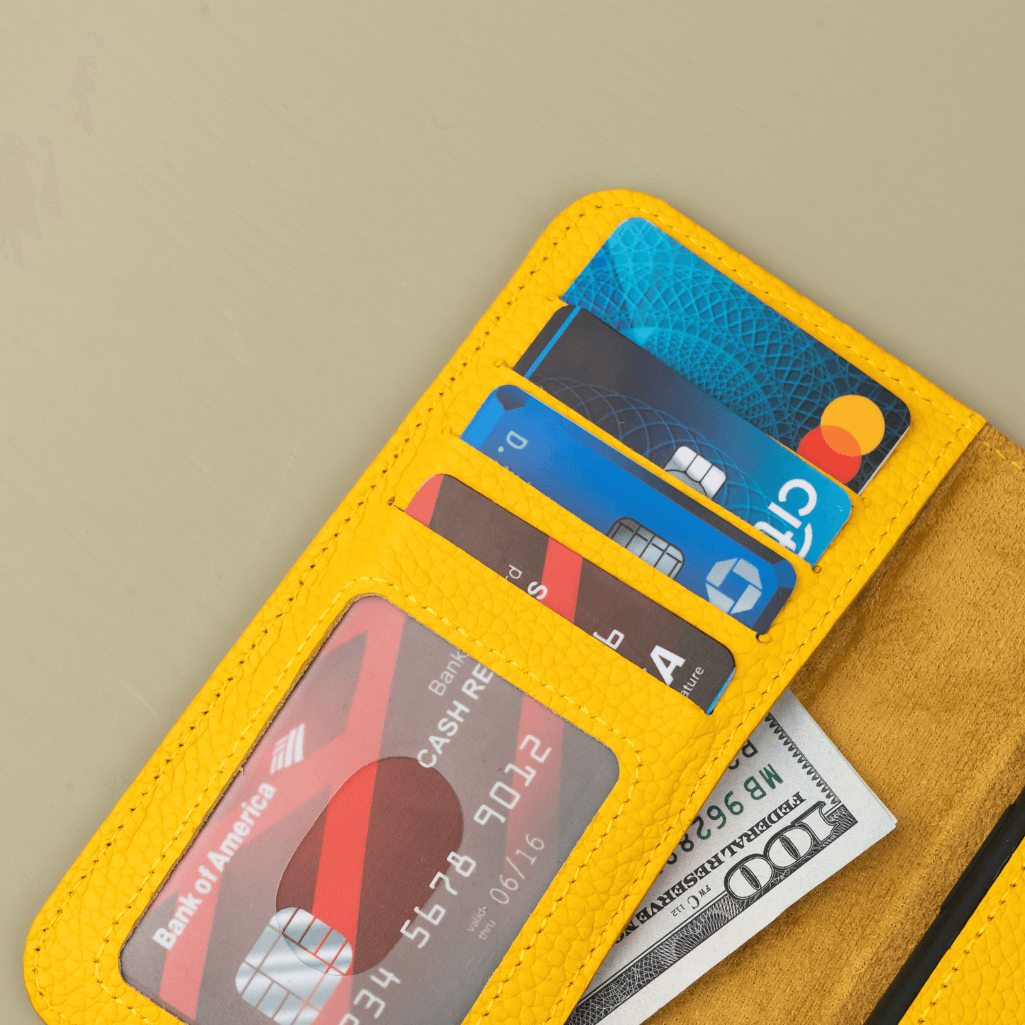 iPhone 16 Series Yellow Leather Wallet Case - New York