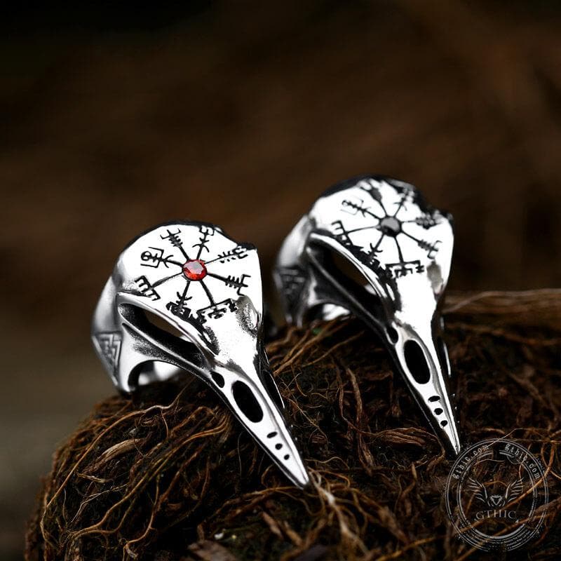 Icelandic Vegvisir Raven Stainless Steel Ring