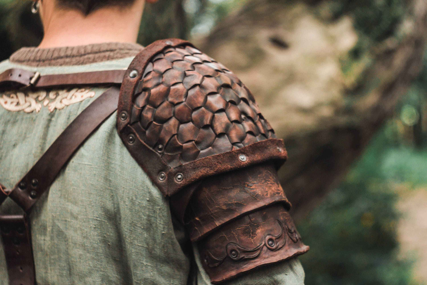 Viking leather shoulder armor