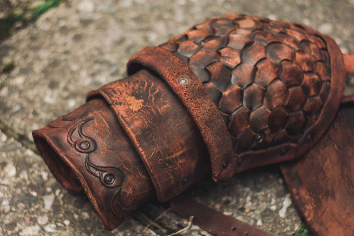 Viking leather shoulder armor