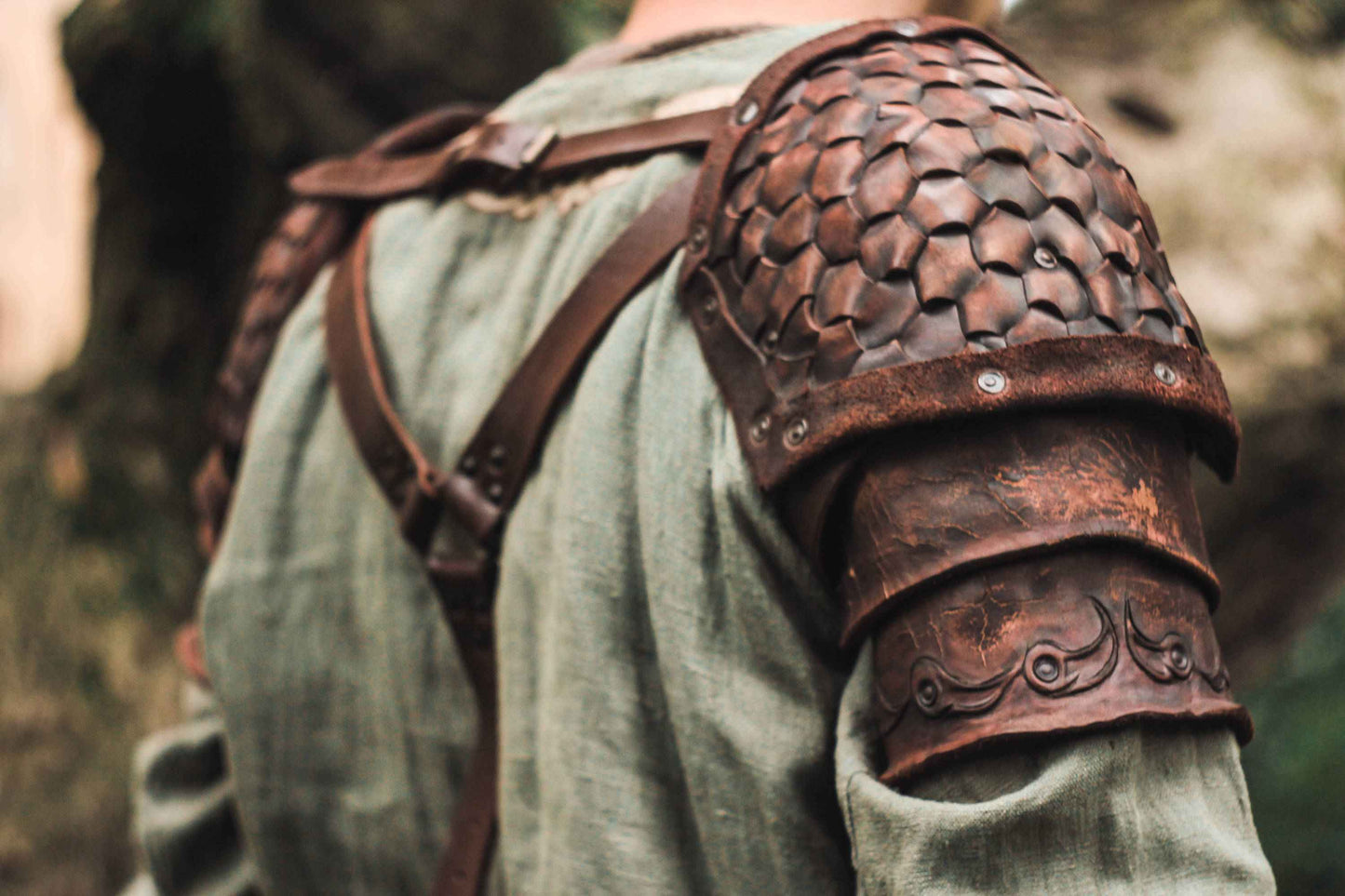 Viking leather shoulder armor