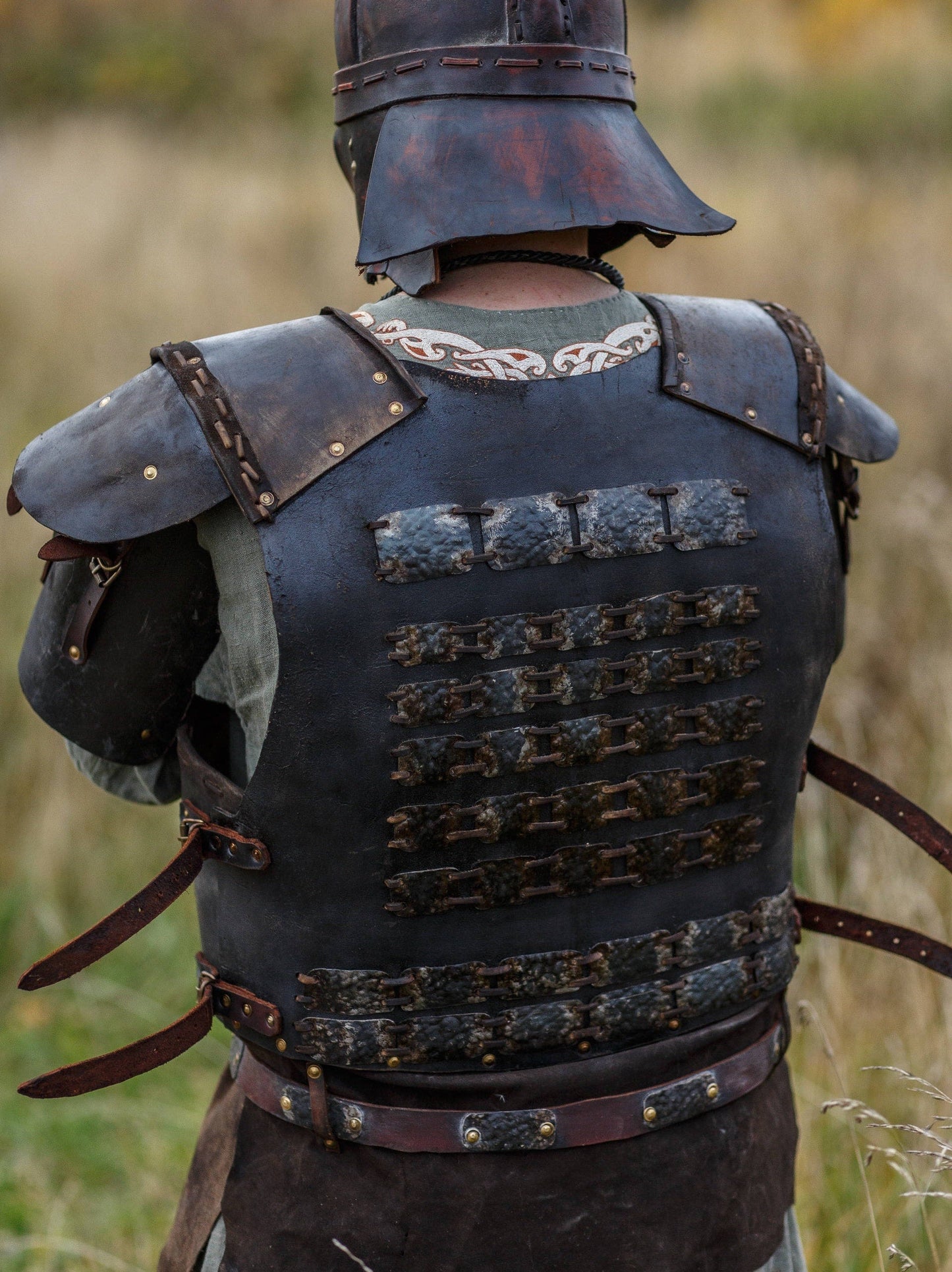 Viking larp armor with bass accents