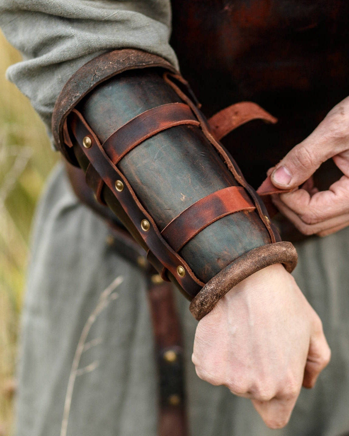 Viking leather bracers