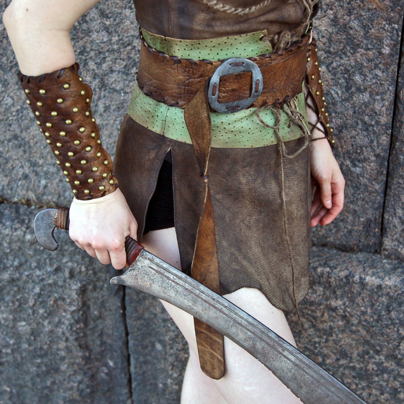 Medieval leather bracers for Larp