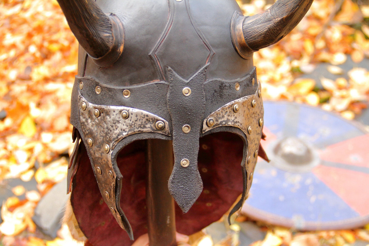Viking battle helmet with horns