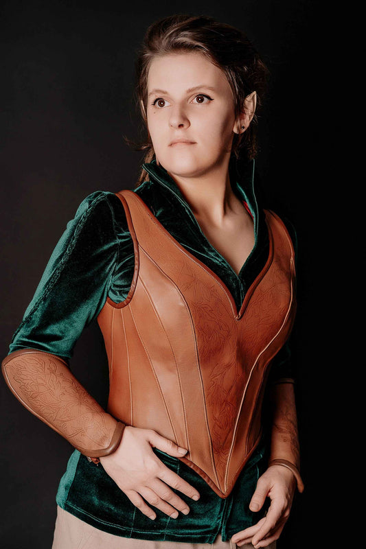 Tauriel corset; The Hobbit elven LARP leather vest;