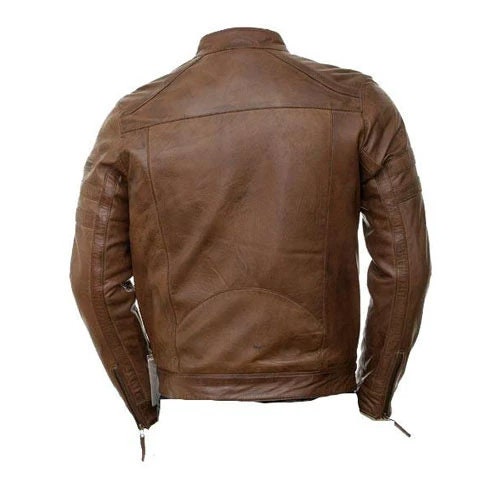 Handmade Brown Moto Style Jacket With Patterns