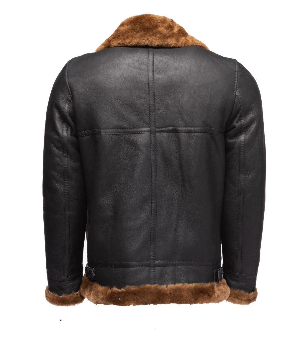 Handmade Classic Ginger Brown B3 Bomber Aviator Shearling Jacket