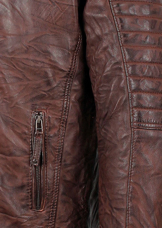 Handmade Men's Salavat Wrinkled Brown Leather Jacket