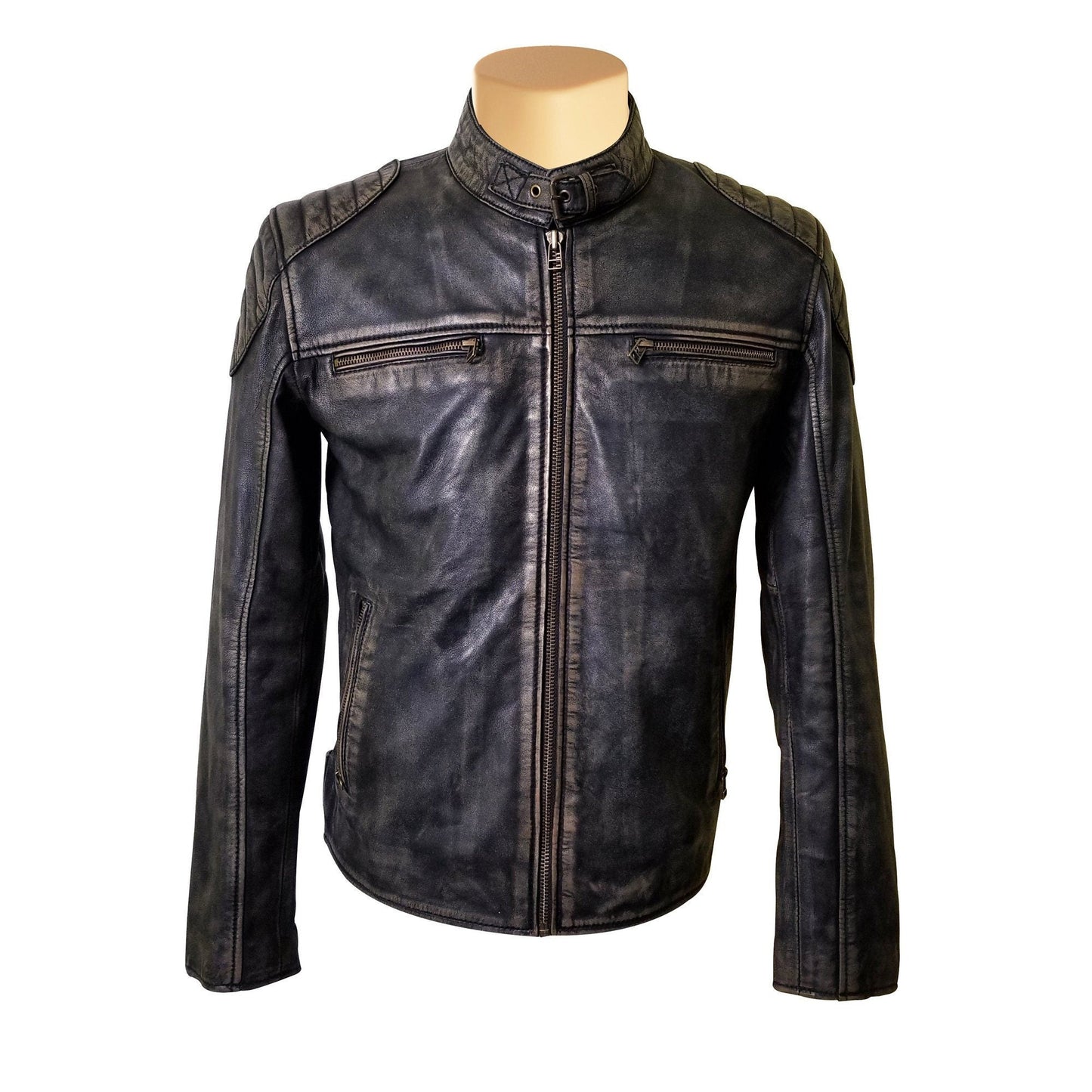 Handmade Hendrix's Distressed Leather Jacket With Collar Belt