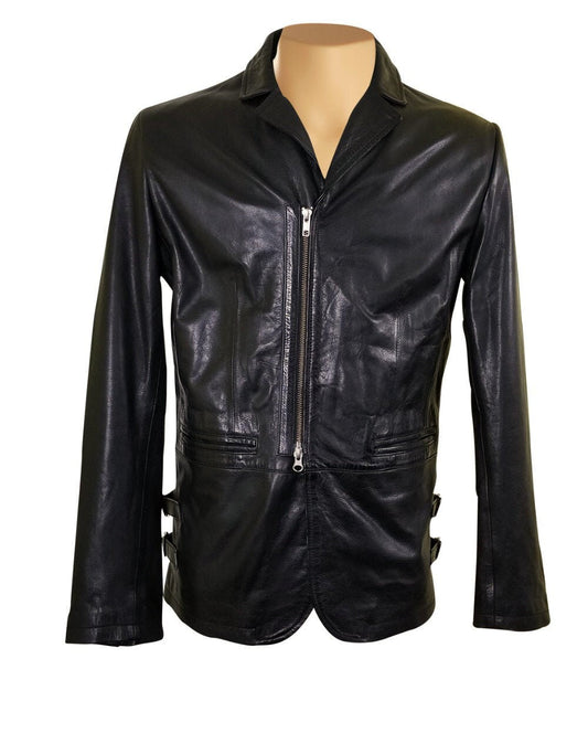Handmade Jonas Car Coat Style Leather Jacket