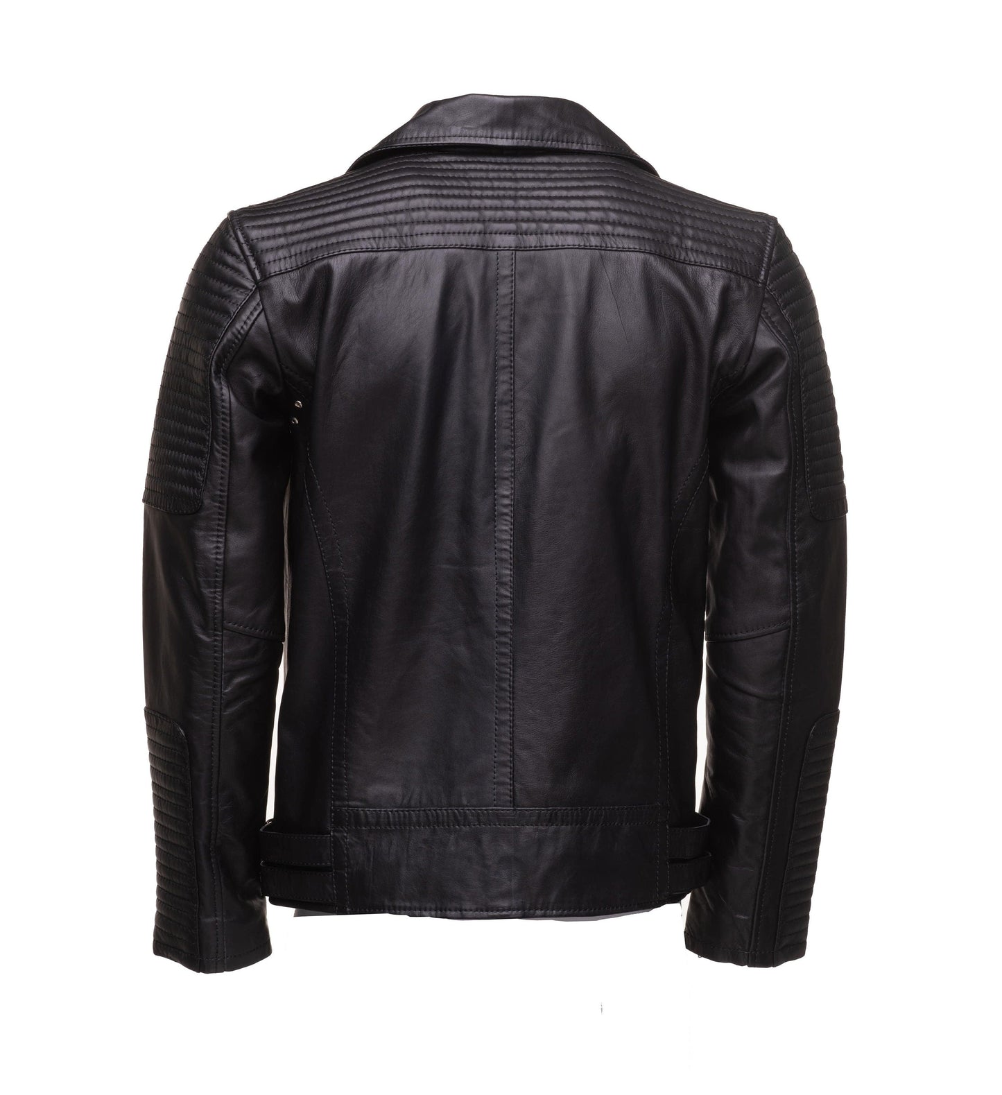 Handmade Micheals Biker Style Leather Jacket With Snap Buttons Closure