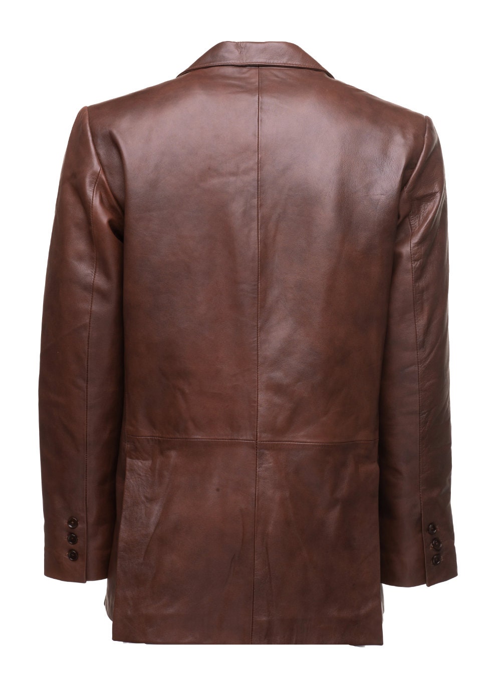 Handmade Two-tone Brown Leather Blazer