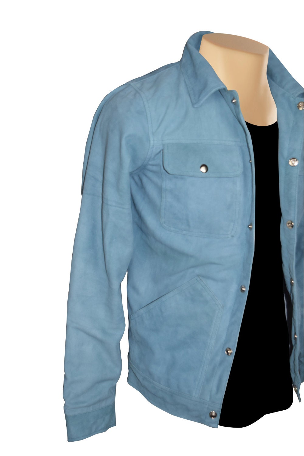 Handmade Sky blue Suede Shirt