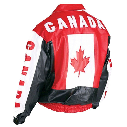 Handmade Canadian Flag Inspired Bomber Style Jacket