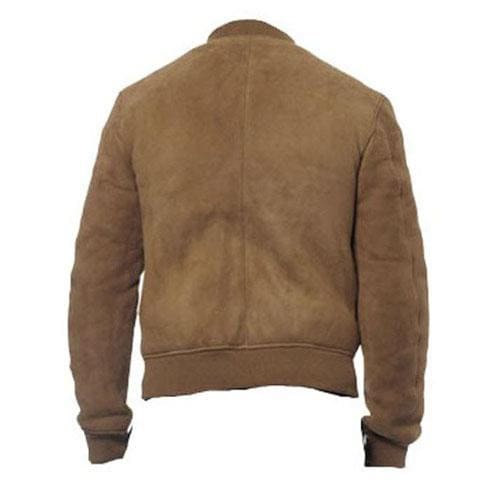Handmade Suede Bomber Jacket With Ribbed Collar