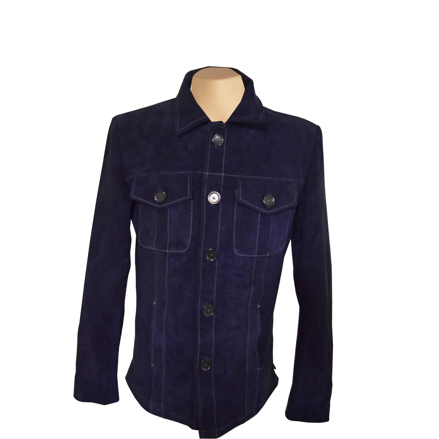 Handmade  Neive's Blue Suede Shirt
