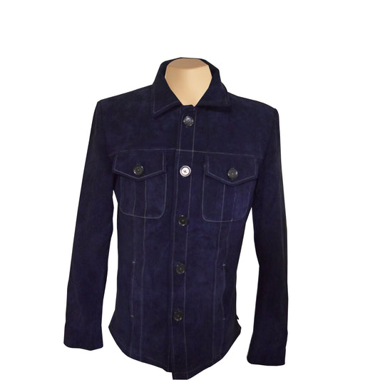 Handmade  Neive's Blue Suede Shirt