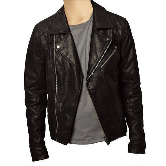 Handmade Plain Black Biker Style Jacket