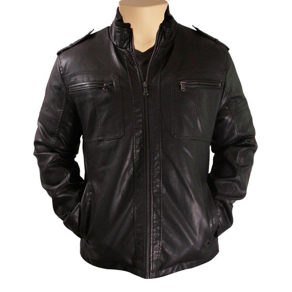 Handmade Black Jacket With Straight Collar And Shoulder Epaulettes