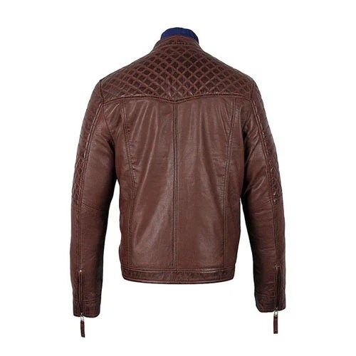 Handmade Men's Tawton Medium Brown Leather Jacket