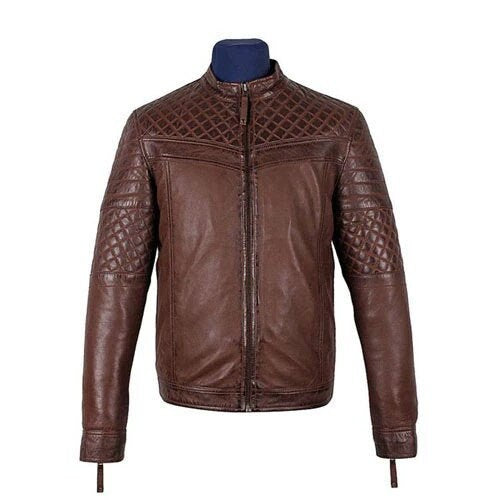 Handmade Men's Tawton Medium Brown Leather Jacket