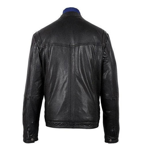 Handmade Men's Bonito Black Leather Jacket