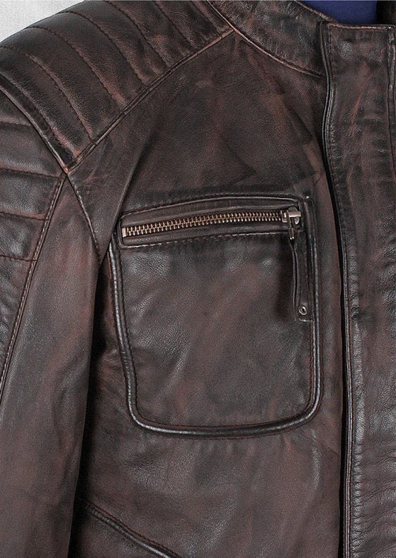 Handmade Men's Benton Distressed Moto Style Leather Jacket