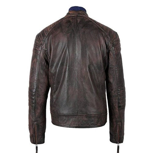 Handmade Men's Benton Distressed Moto Style Leather Jacket