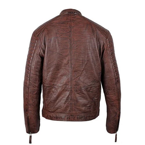 Handmade Men's Salavat Wrinkled Brown Leather Jacket