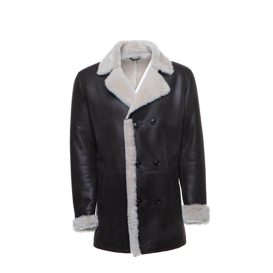 Handmade Jozef's 3/4 Length Brown Shearling Buttoned Coat