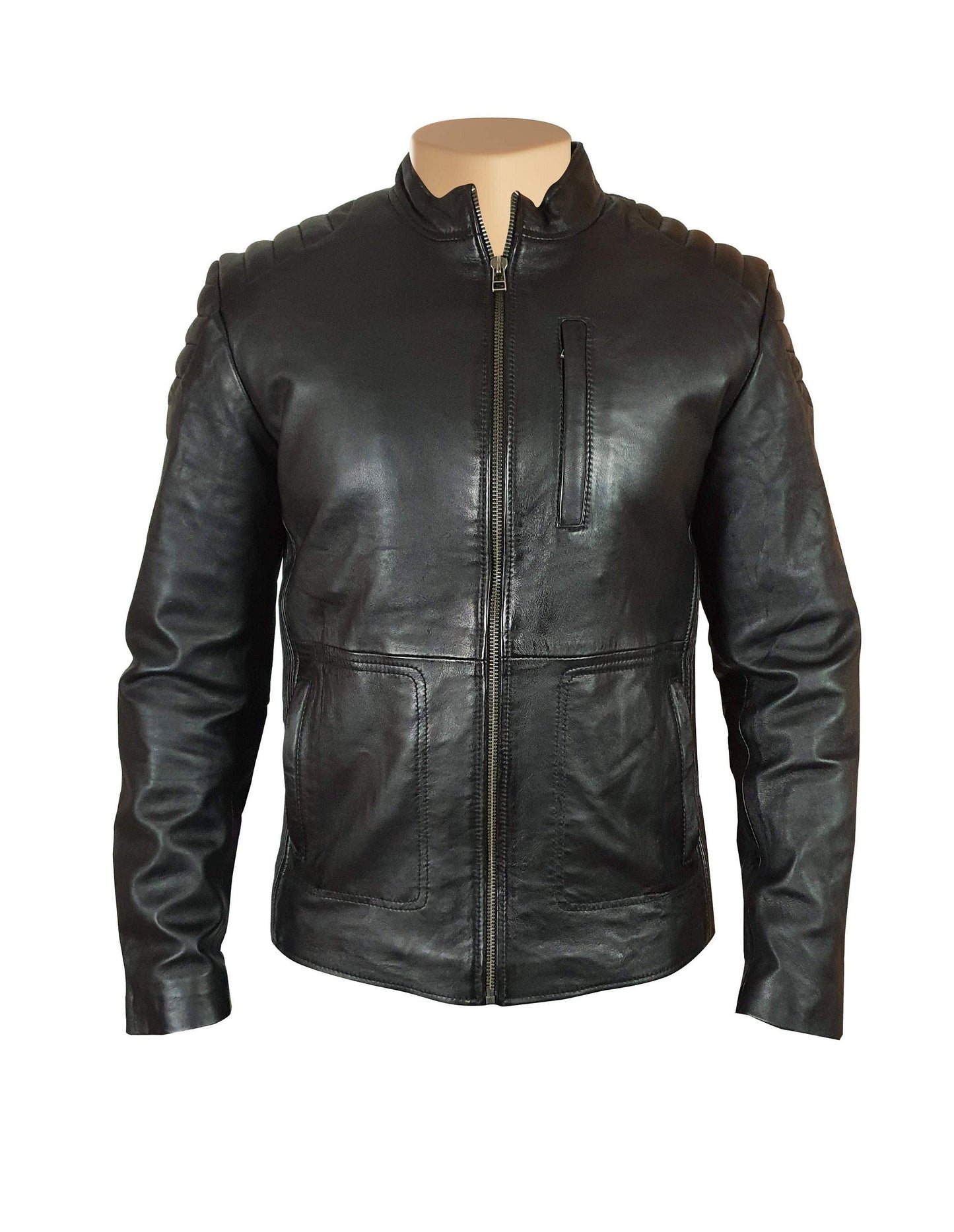 Handmade Cleve's Leather Jacket With Stretch Panel