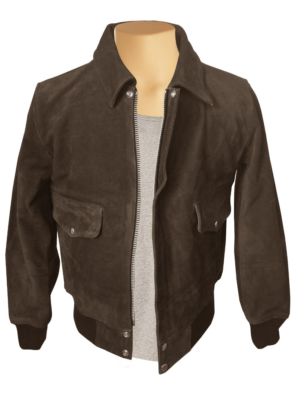 Handmade Bernard's Dark Brown Bomber Style Leather Jacket