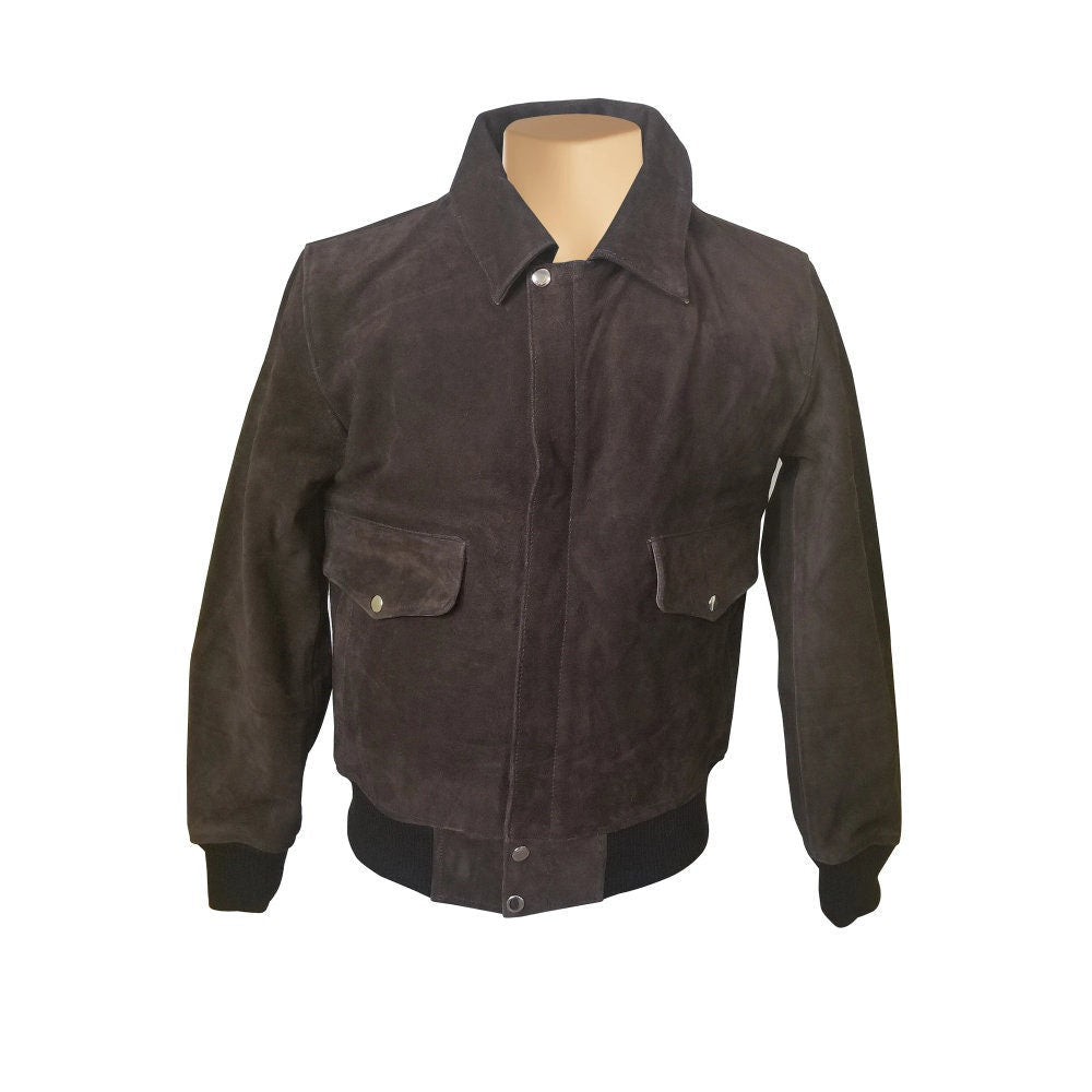 Handmade Bernard's Dark Brown Bomber Style Leather Jacket
