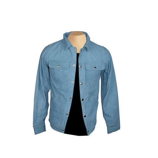 Handmade Sky blue Suede Shirt