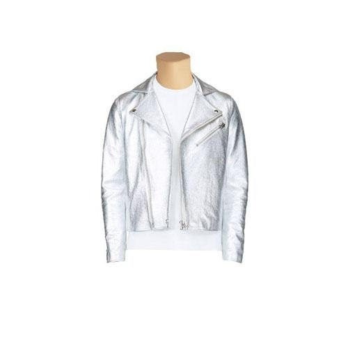Handmade Metallic Silver Leather Jacket