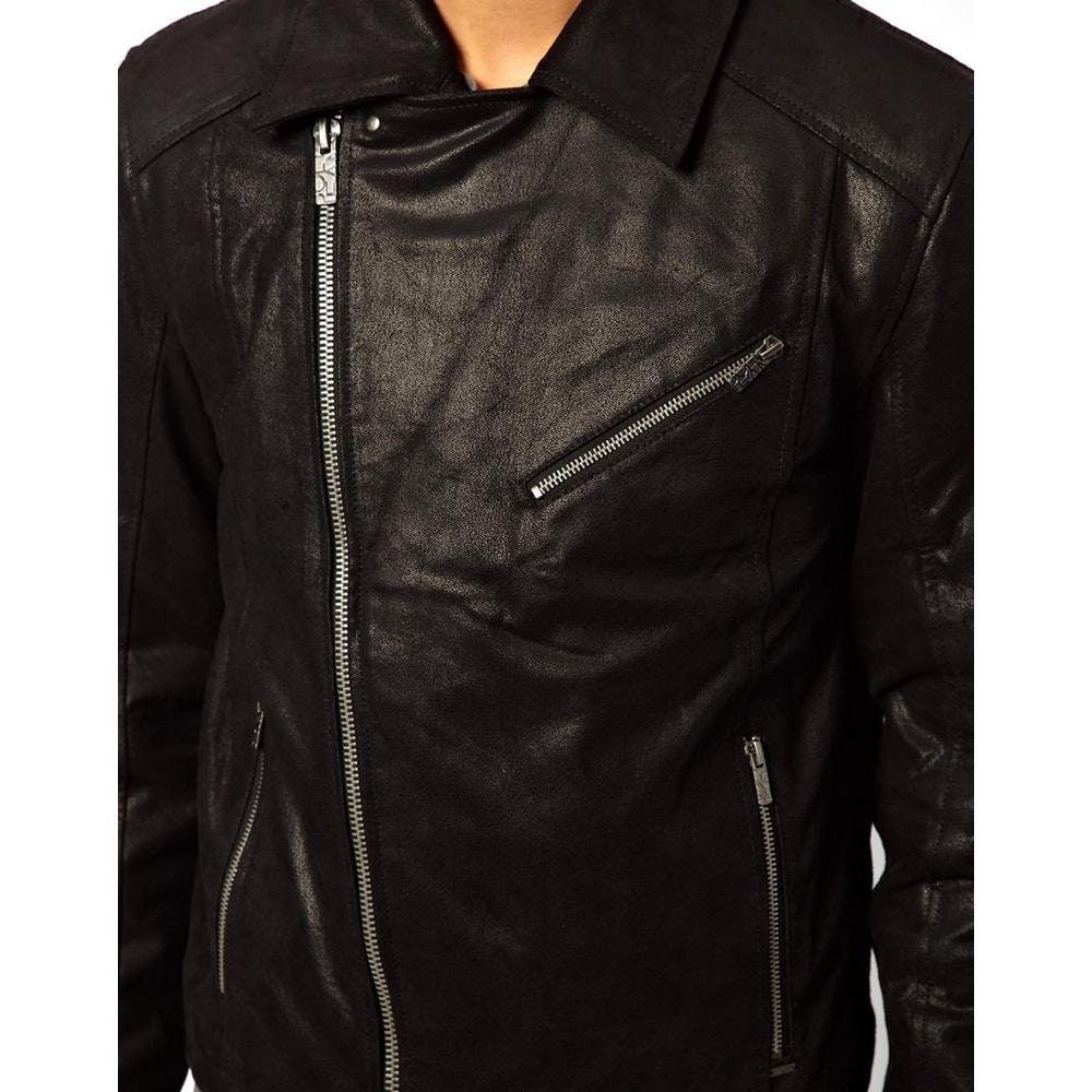 Handmade Plain Black Biker Style Jacket