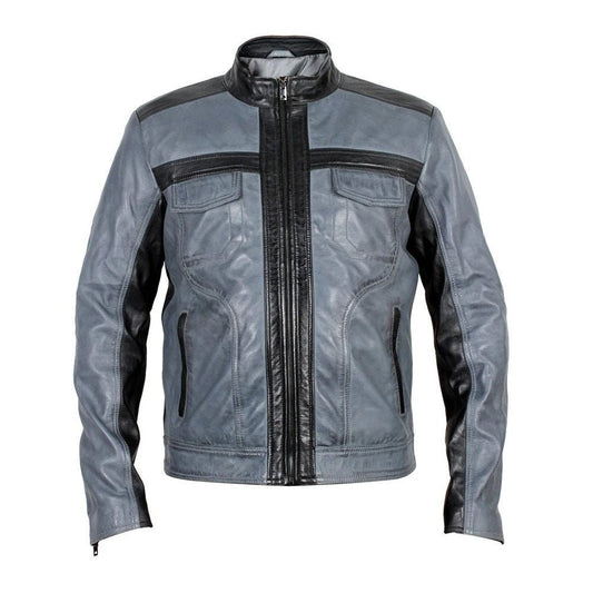 Handmade Android Black And Grey Leather Jacket