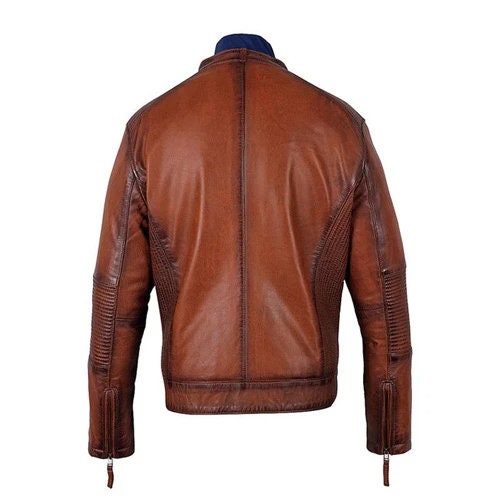 Handmade Men's Ruda Burnished Leather Jacket